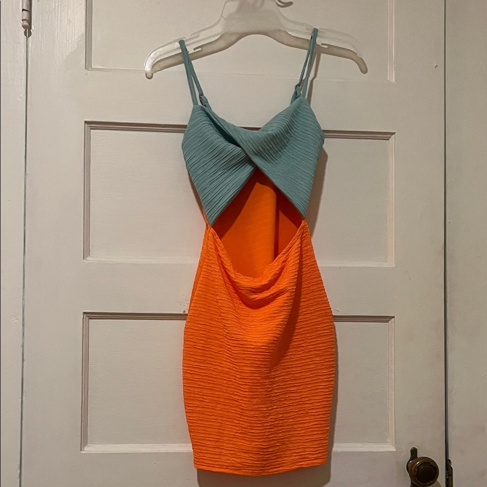 Stylish Orange and Teal Women's Dress